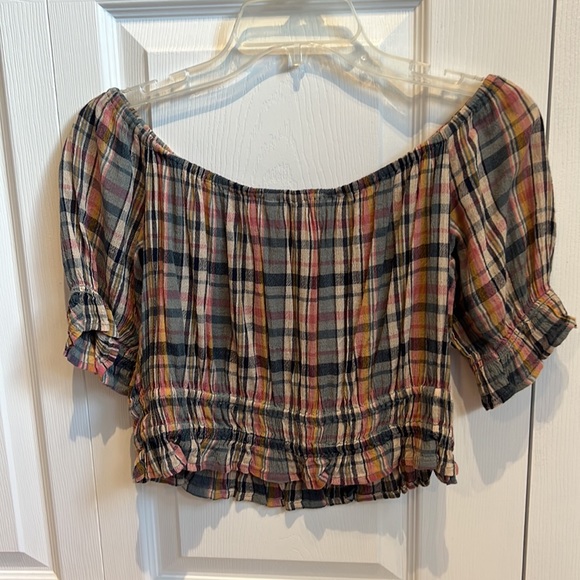 American Eagle Off the shoulder plaid crop top - Picture 4 of 4